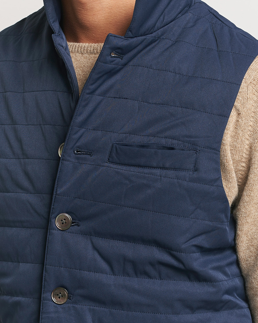 Heren | Jassen | Stenströms | Dressed Mid Layer Twill Gilet Navy