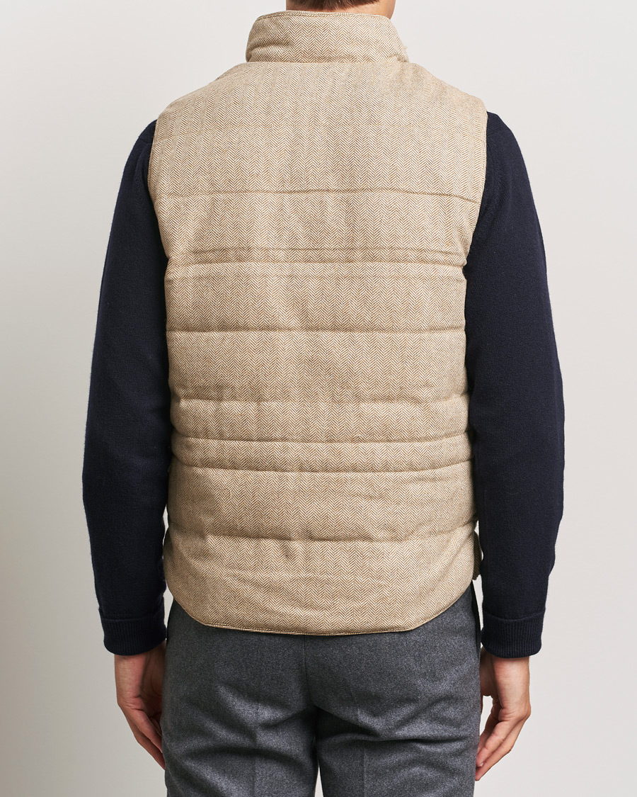 Heren | Jassen | Stenströms | Padded Herringbone Wool Vest Brown