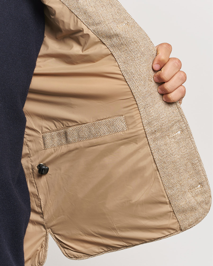 Heren | Jassen | Stenströms | Padded Herringbone Wool Vest Brown