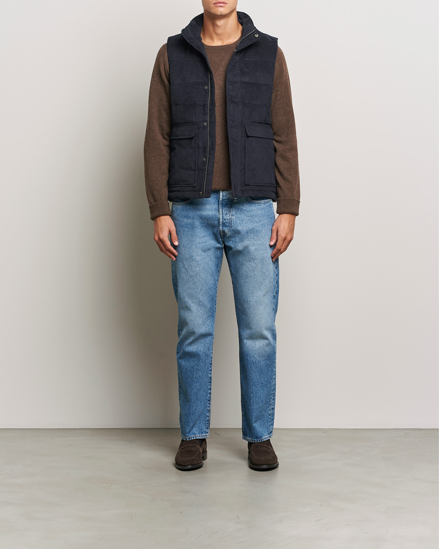 Heren | Jassen | Stenströms | Pocket Corduroy Vest Navy