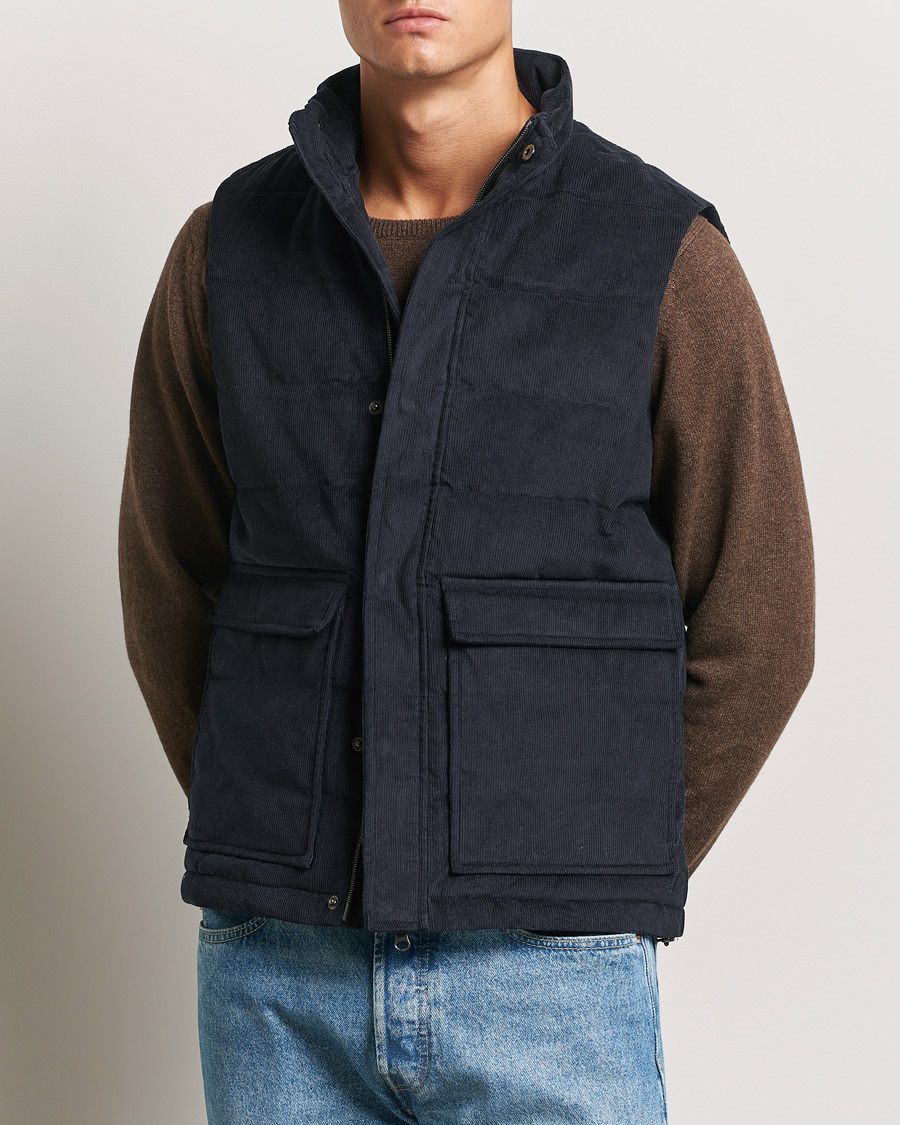Heren | Jassen | Stenströms | Pocket Corduroy Vest Navy