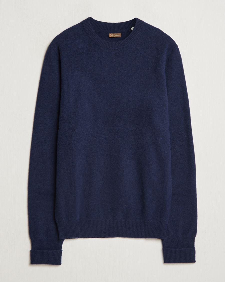 Heren | Truien | Stenströms | Brushed Merino Crew Neck Navy