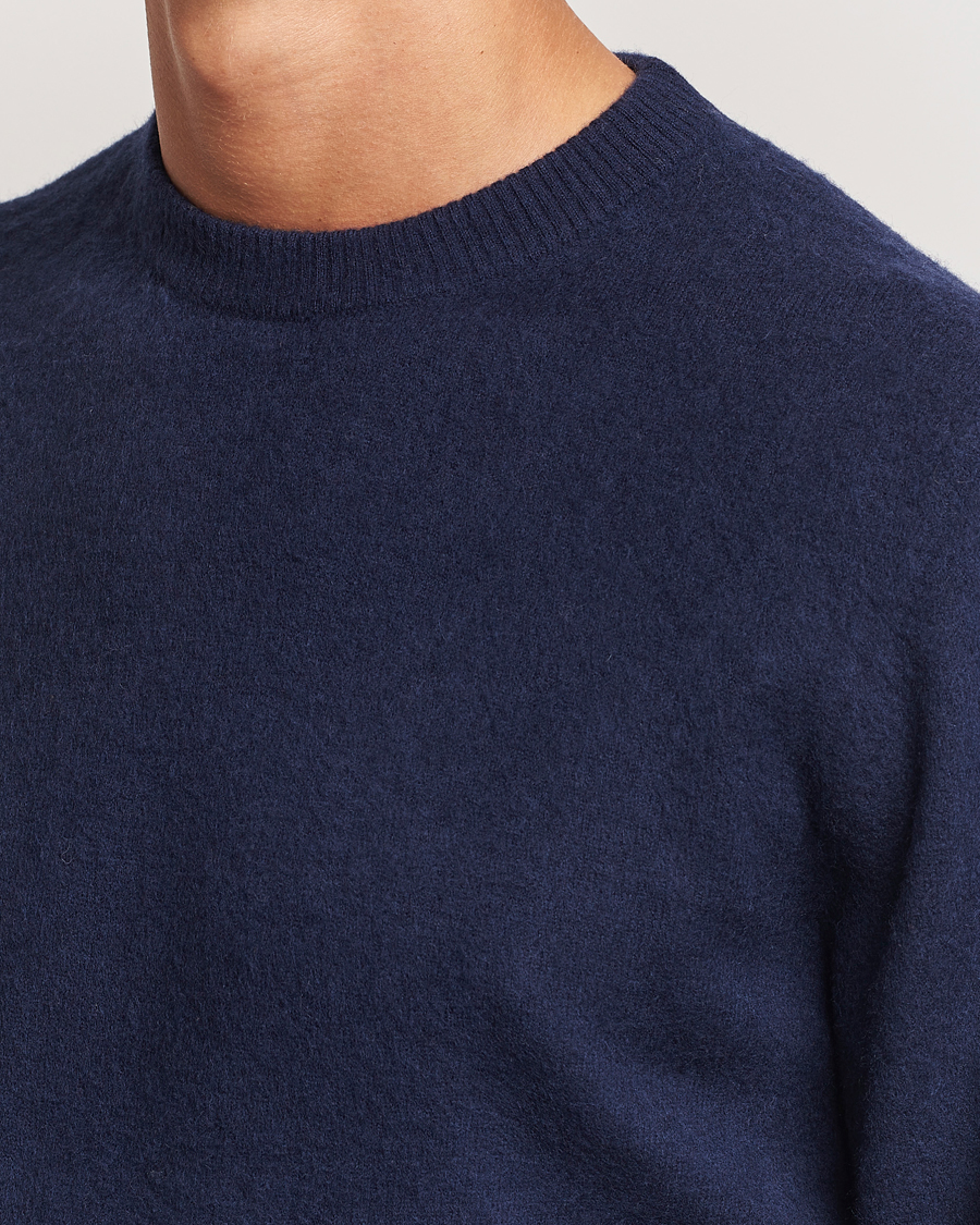 Heren | Truien | Stenströms | Brushed Merino Crew Neck Navy
