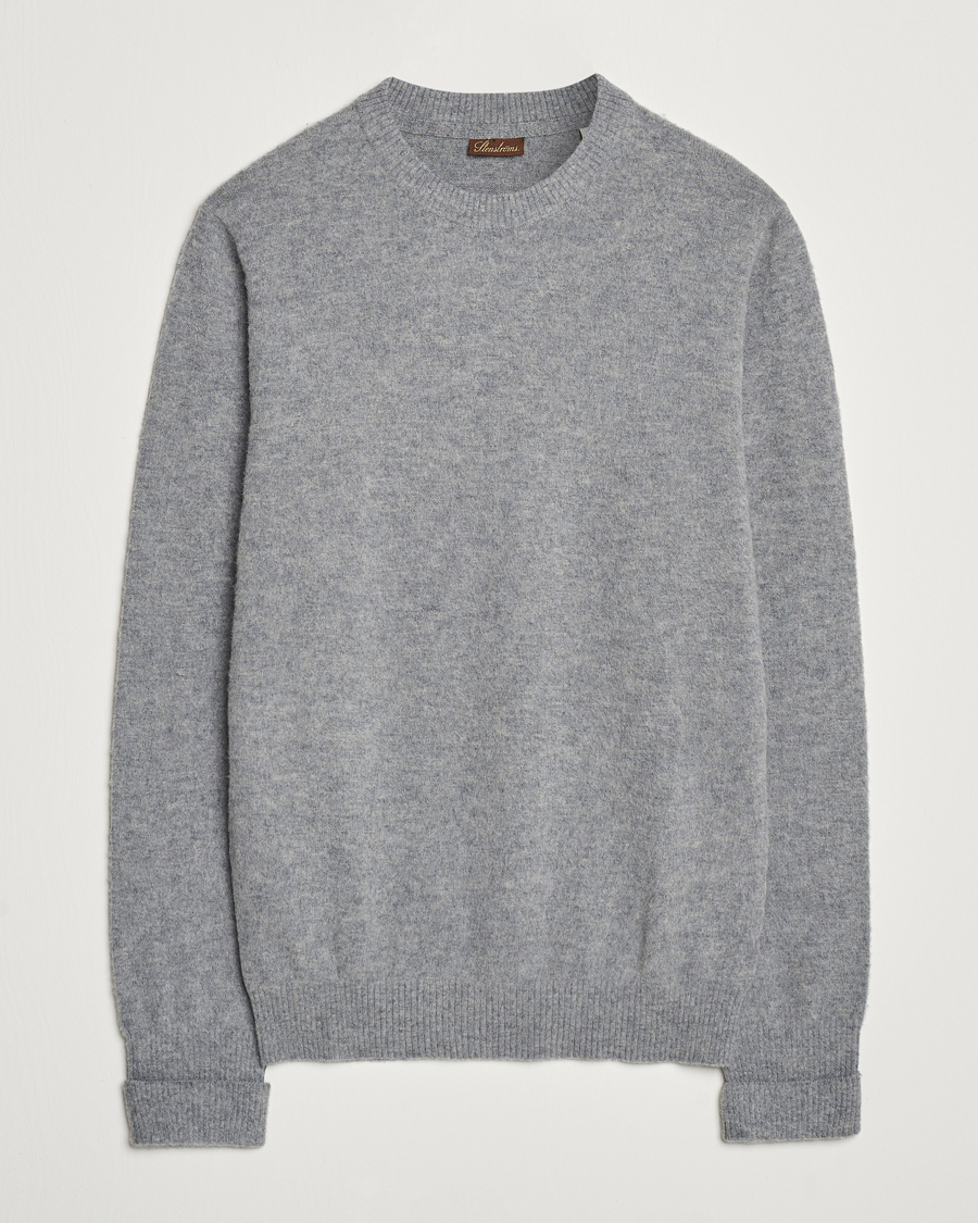 Heren | Truien | Stenströms | Brushed Merino Crew Neck Grey
