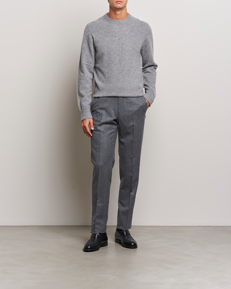 Heren | Truien | Stenströms | Brushed Merino Crew Neck Grey