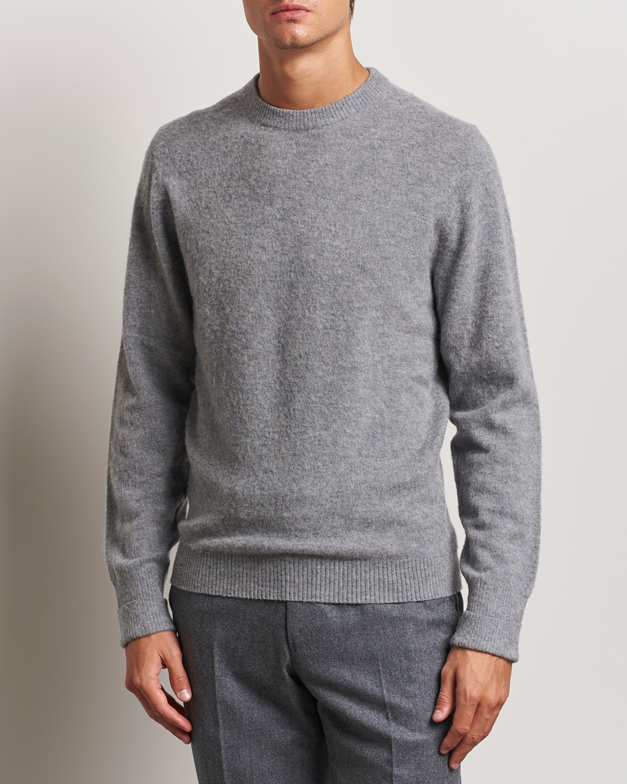 Heren | Truien | Stenströms | Brushed Merino Crew Neck Grey