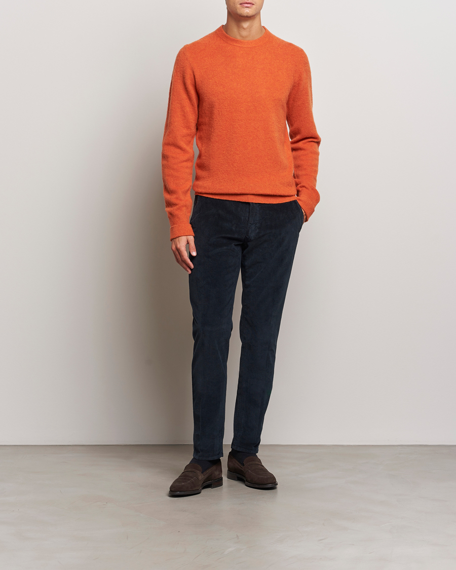 Heren | Truien | Stenströms | Brushed Merino Crew Neck Orange