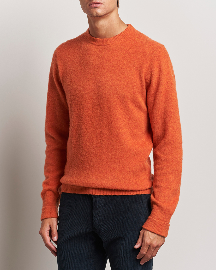 Heren | Truien | Stenströms | Brushed Merino Crew Neck Orange