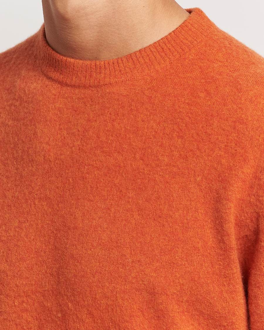 Heren | Truien | Stenströms | Brushed Merino Crew Neck Orange