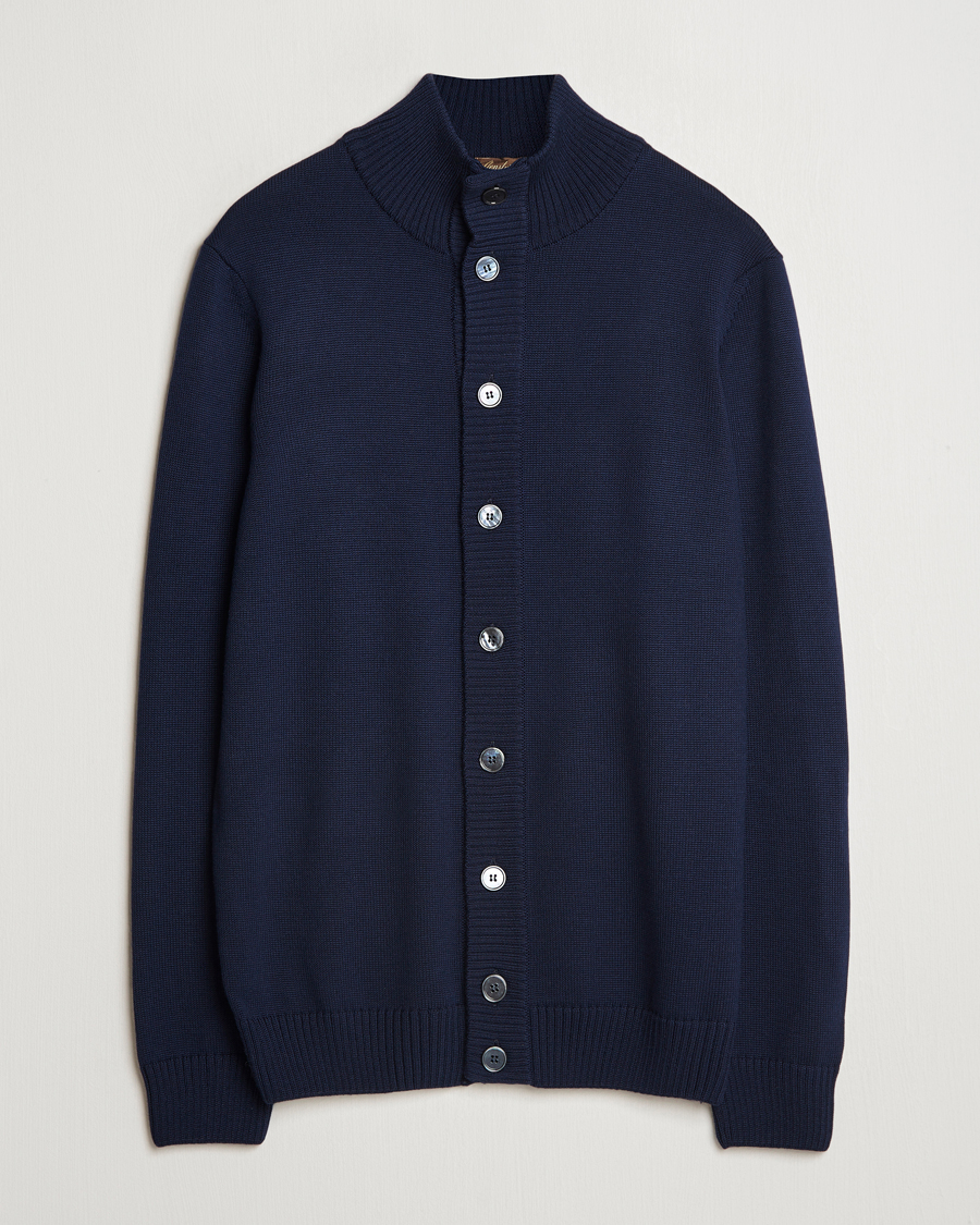 Heren | Truien | Stenströms | Chunky Knitted Merino Cardigan Navy
