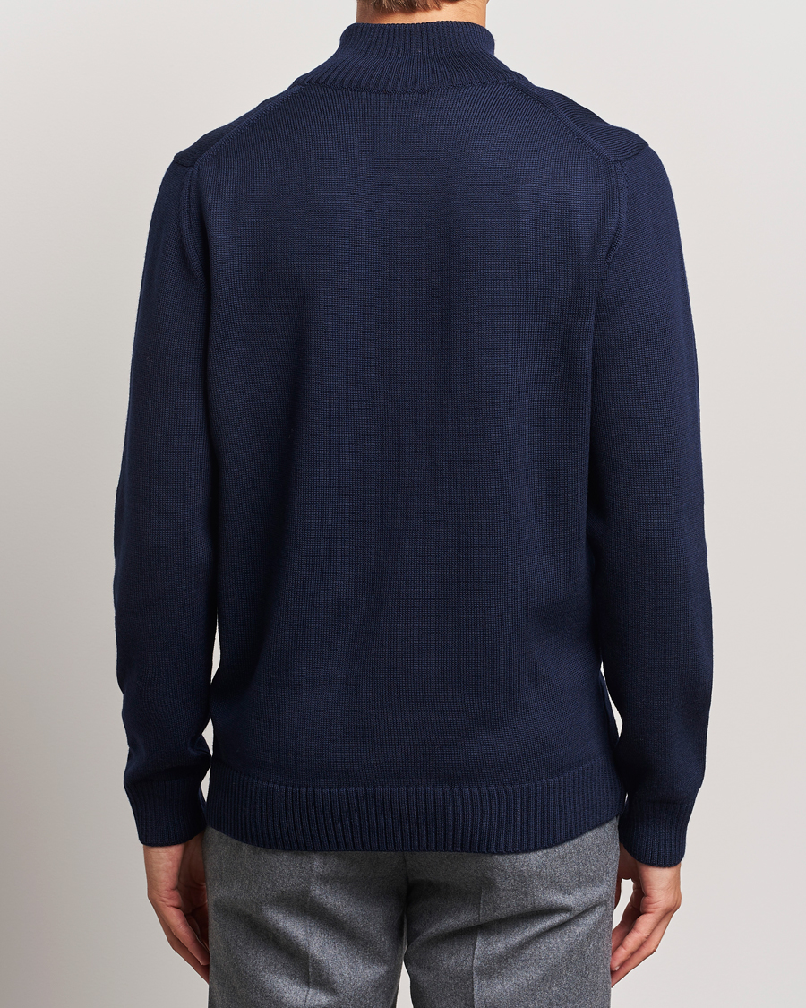 Heren | Truien | Stenströms | Chunky Knitted Merino Cardigan Navy