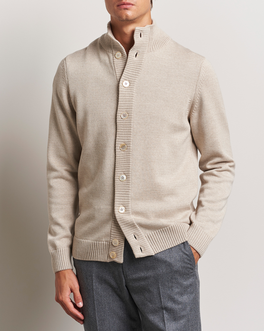 Heren | Truien | Stenströms | Chunky Knitted Merino Cardigan Beige