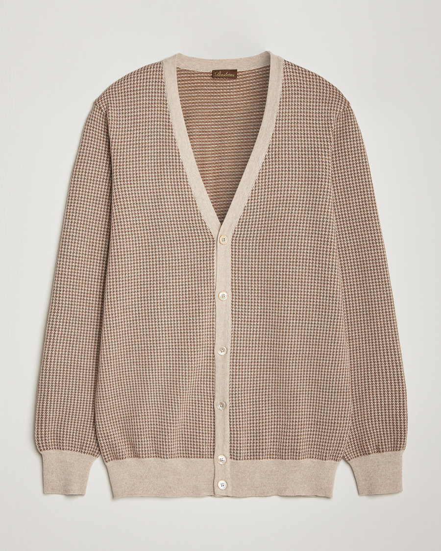 Heren | Truien | Stenströms | Pepita Merino Wool Cardigan Brown