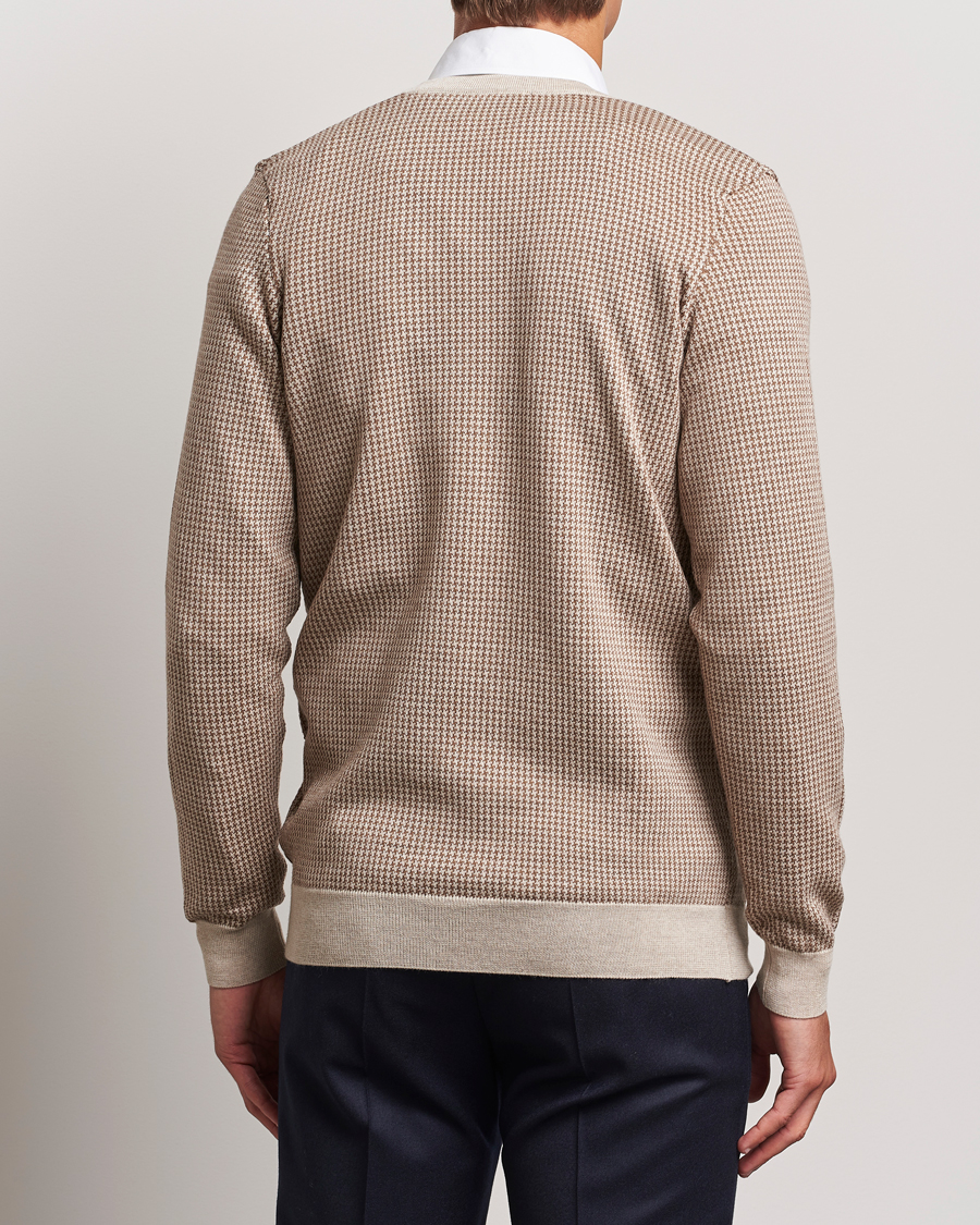 Heren | Truien | Stenströms | Pepita Merino Wool Cardigan Brown
