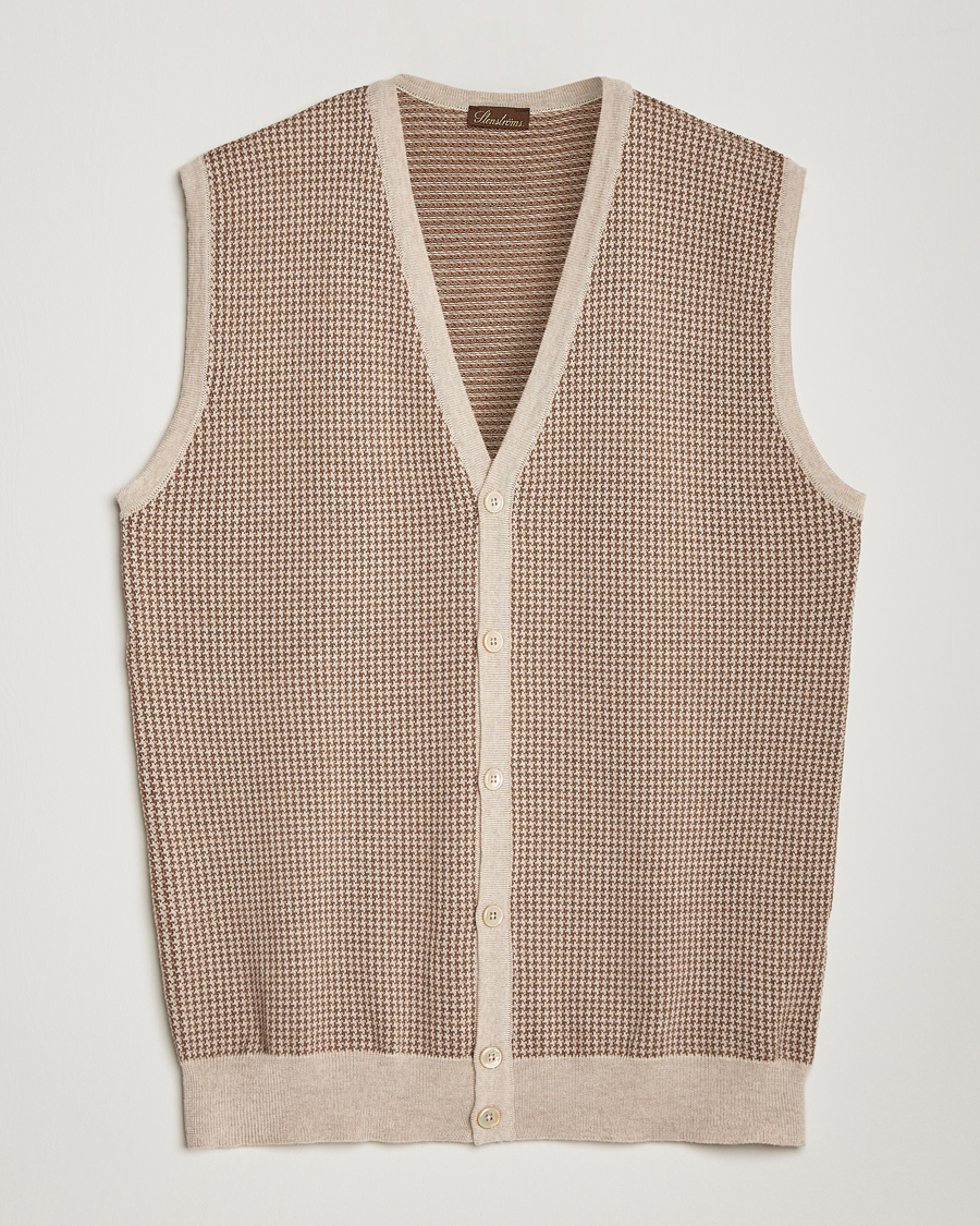 Heren | Truien | Stenströms | Pepita Merino Wool Vest Brown