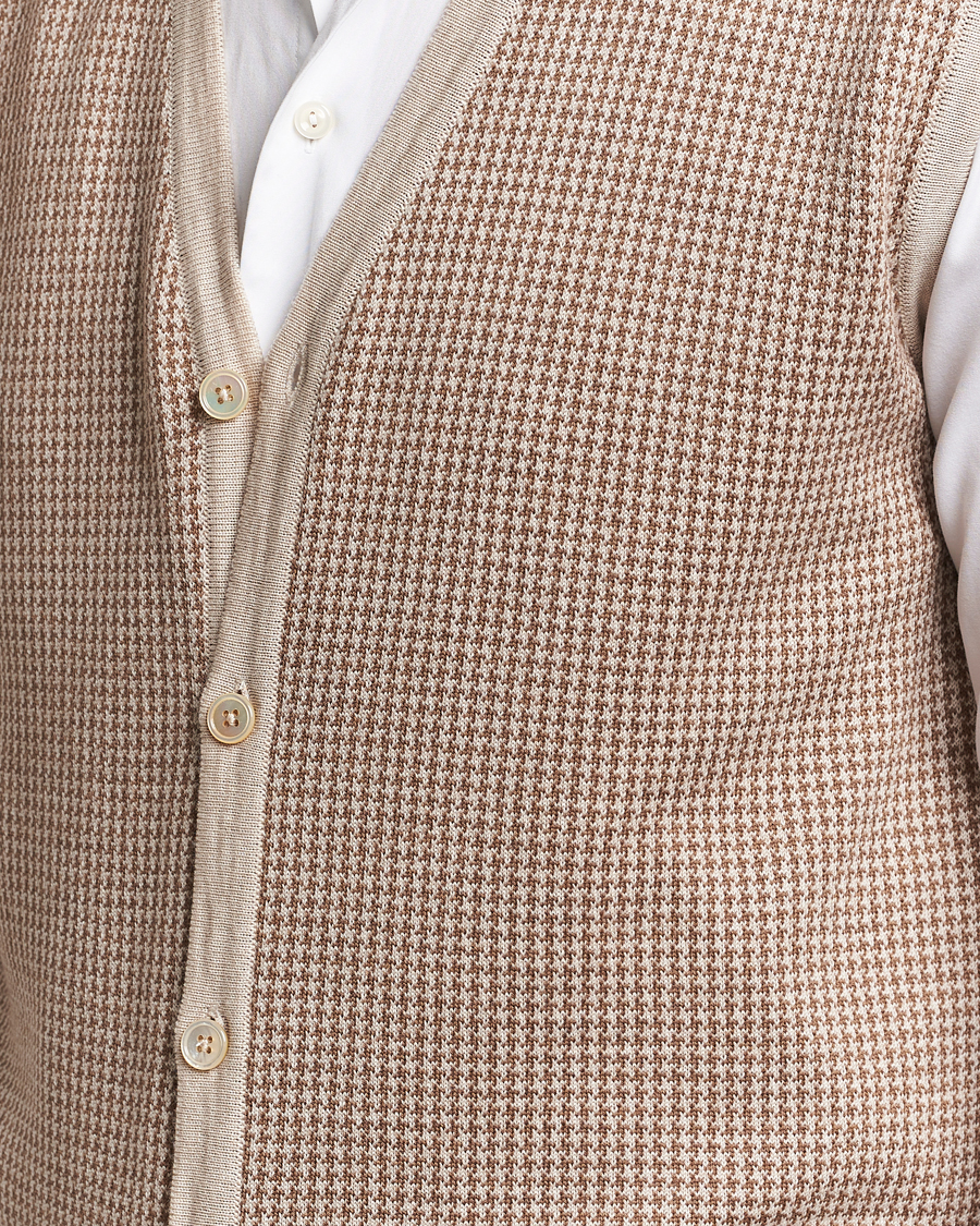 Heren | Truien | Stenströms | Pepita Merino Wool Vest Brown