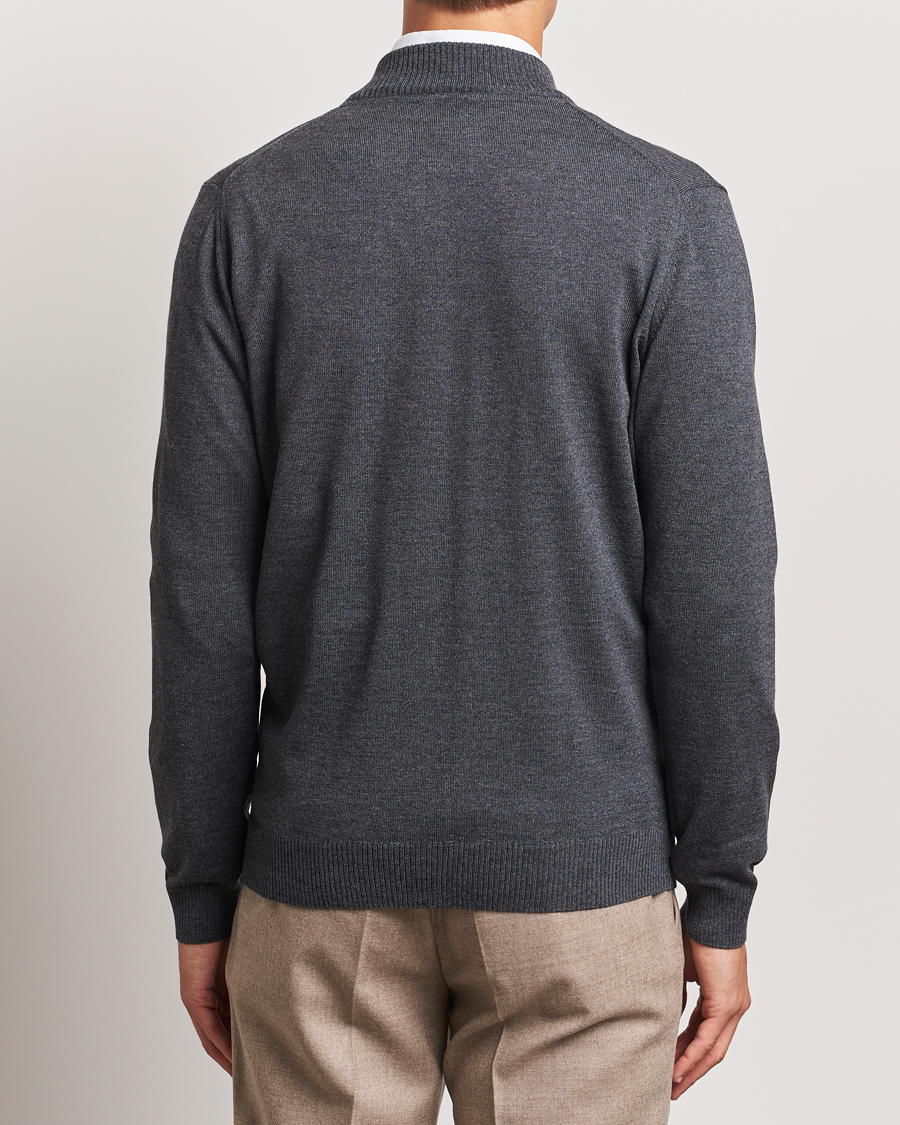 Heren | Truien | Stenströms | Merino Full Zip Dark Grey