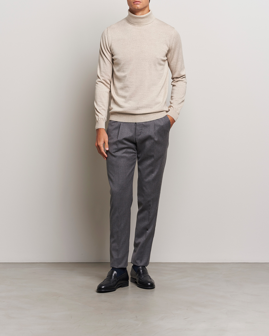 Heren | Truien | Stenströms | Merino Rollneck Beige