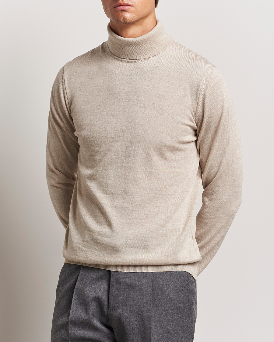 Heren | Truien | Stenströms | Merino Rollneck Beige