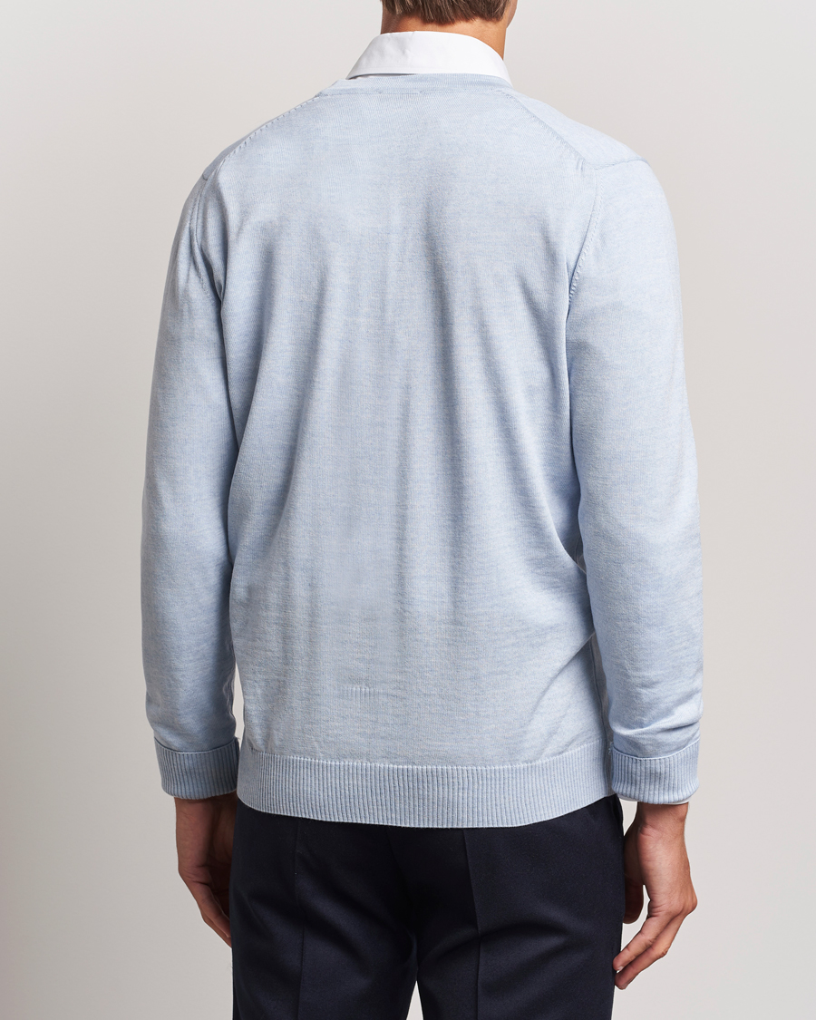 Heren | Truien | Stenströms | Merino Cardigan Light Blue