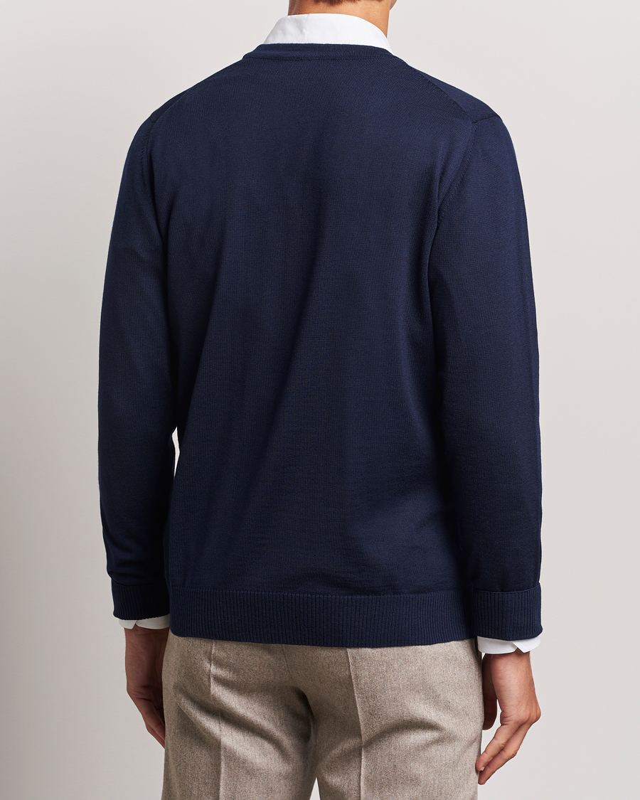 Heren | Truien | Stenströms | Merino Cardigan Navy