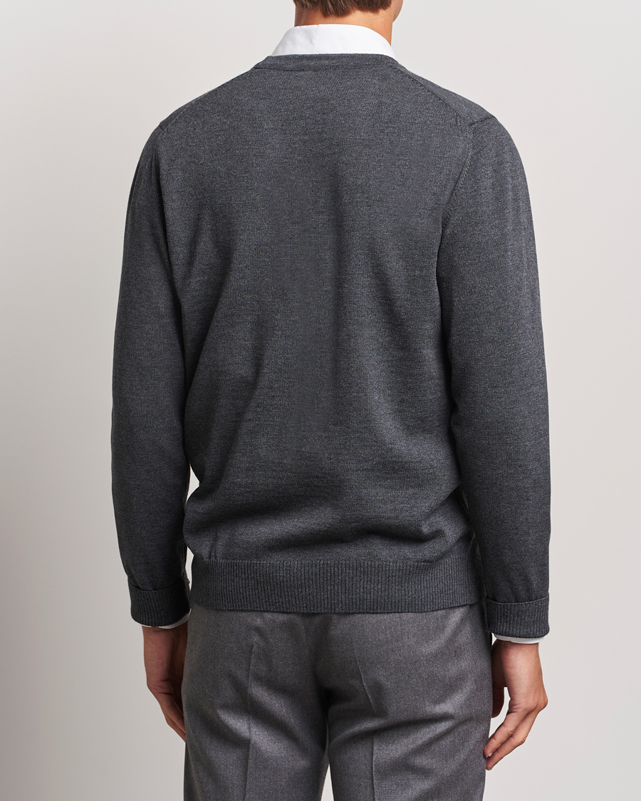 Heren | Truien | Stenströms | Merino Cardigan Dark Grey
