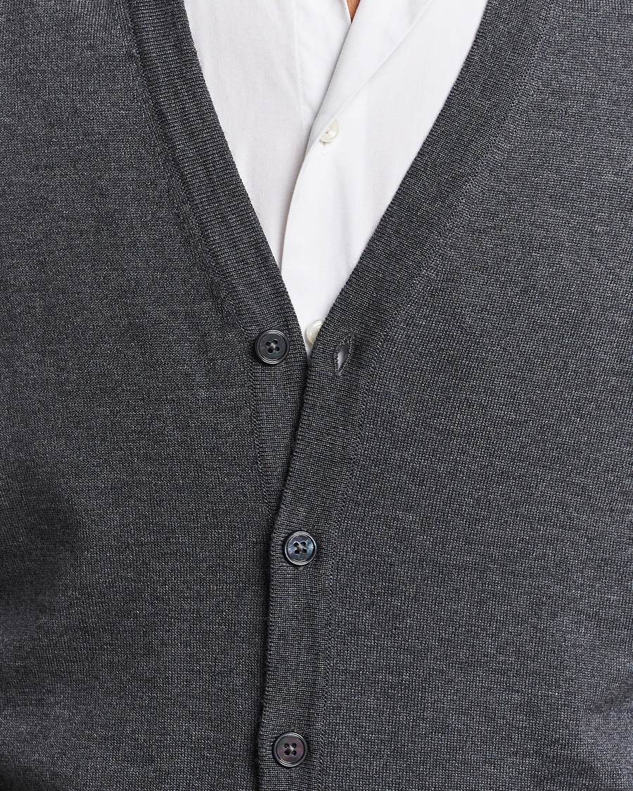 Heren | Truien | Stenströms | Merino Cardigan Dark Grey