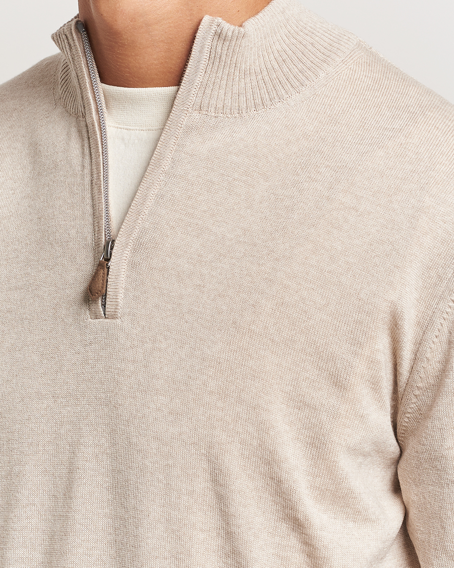 Heren | Truien | Stenströms | Merino Half Zip Beige