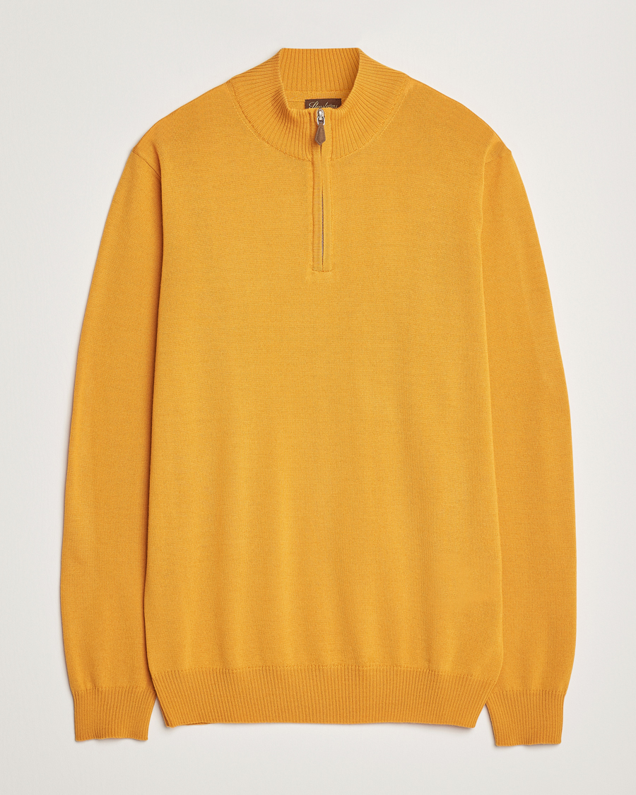 Heren | Truien | Stenströms | Merino Half Zip Yellow