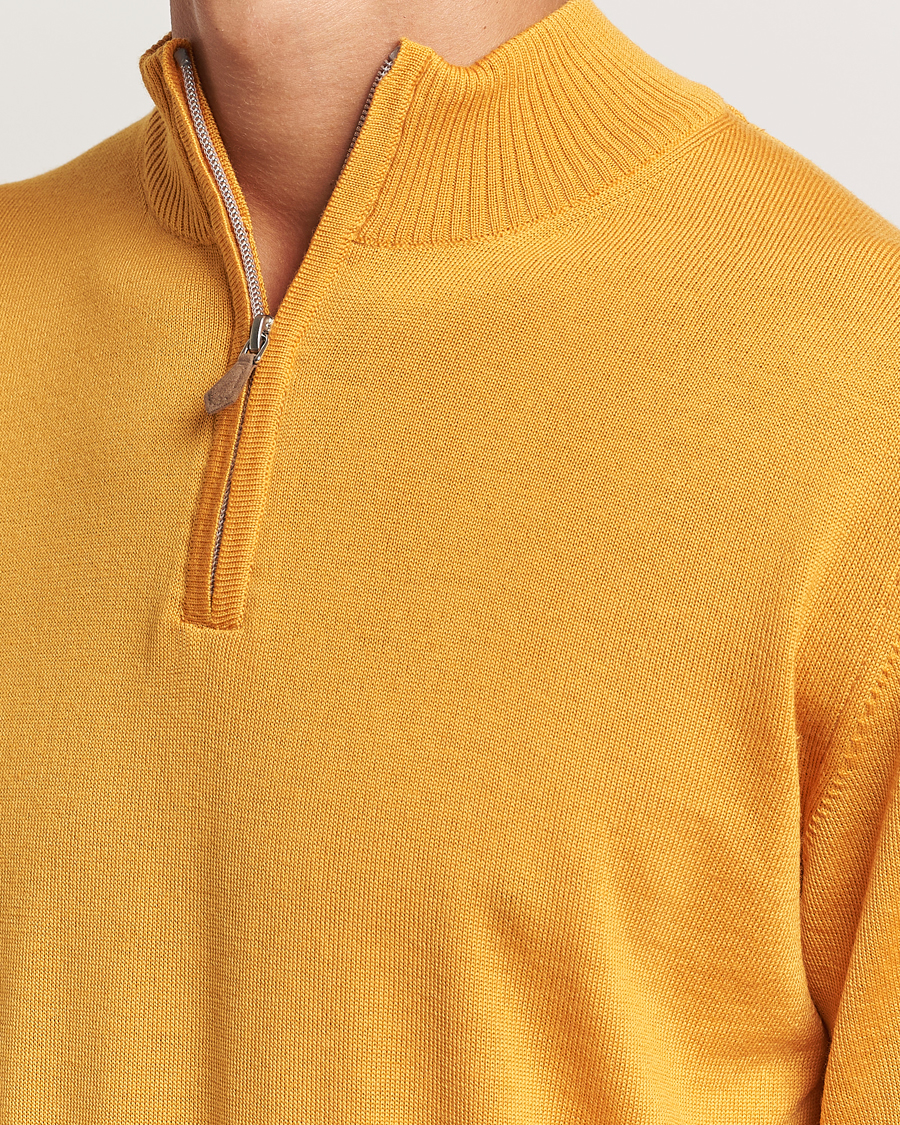 Heren | Truien | Stenströms | Merino Half Zip Yellow