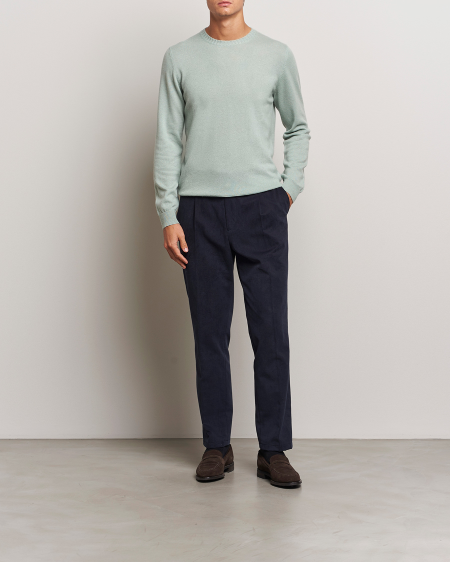 Heren | Truien | Stenströms | Cashmere Crewneck Light Green