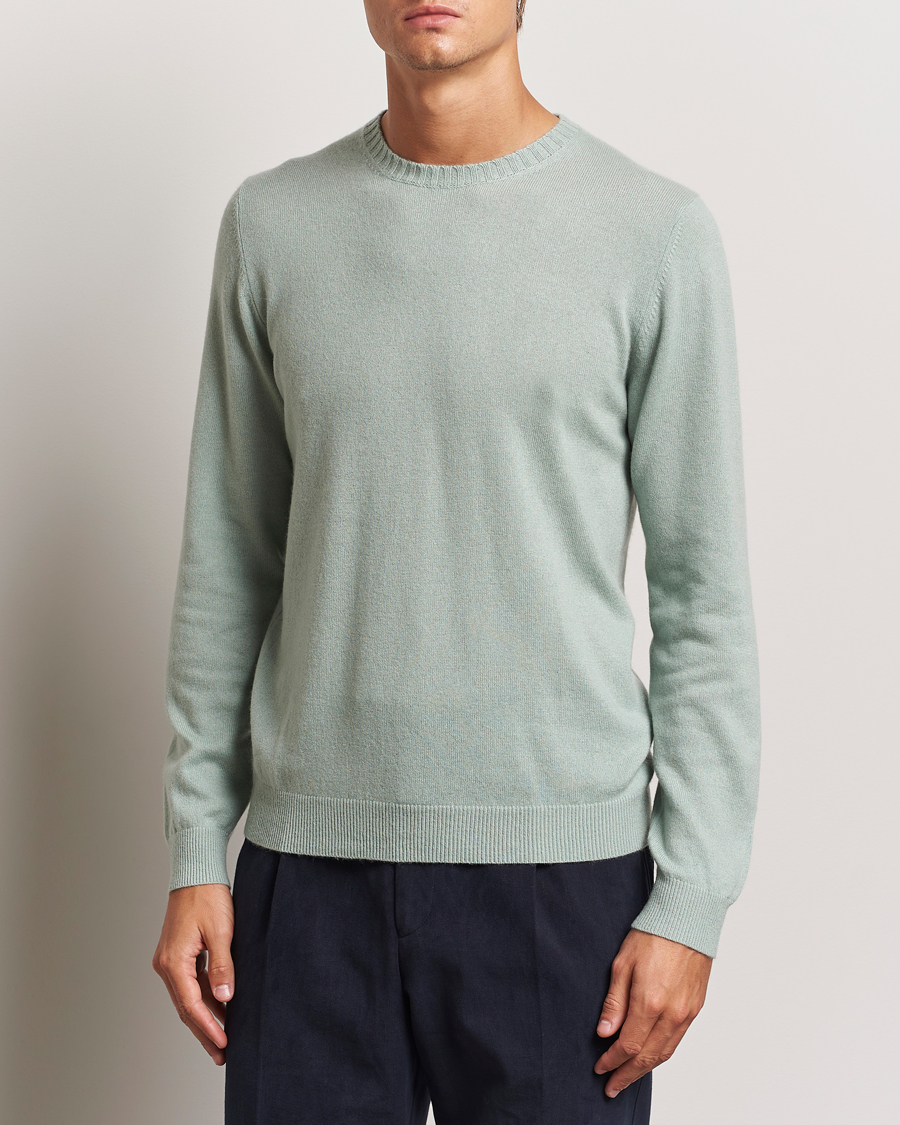 Heren | Truien | Stenströms | Cashmere Crewneck Light Green