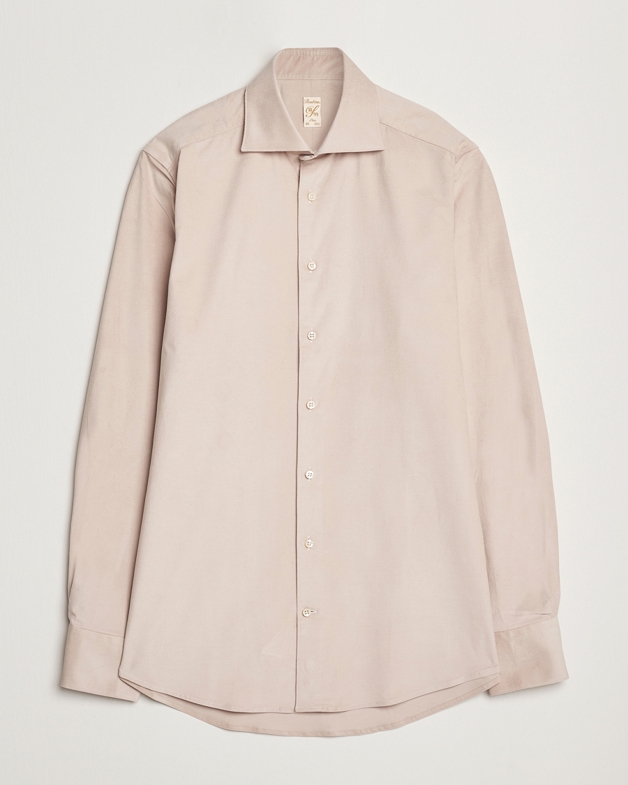 Heren | Overhemden | Stenströms | 1899 Velvet Baby Corduroy Shirt Beige