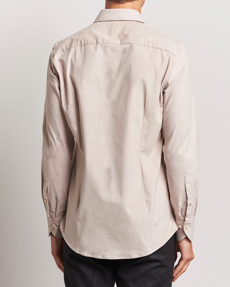 Heren | Overhemden | Stenströms | 1899 Velvet Baby Corduroy Shirt Beige