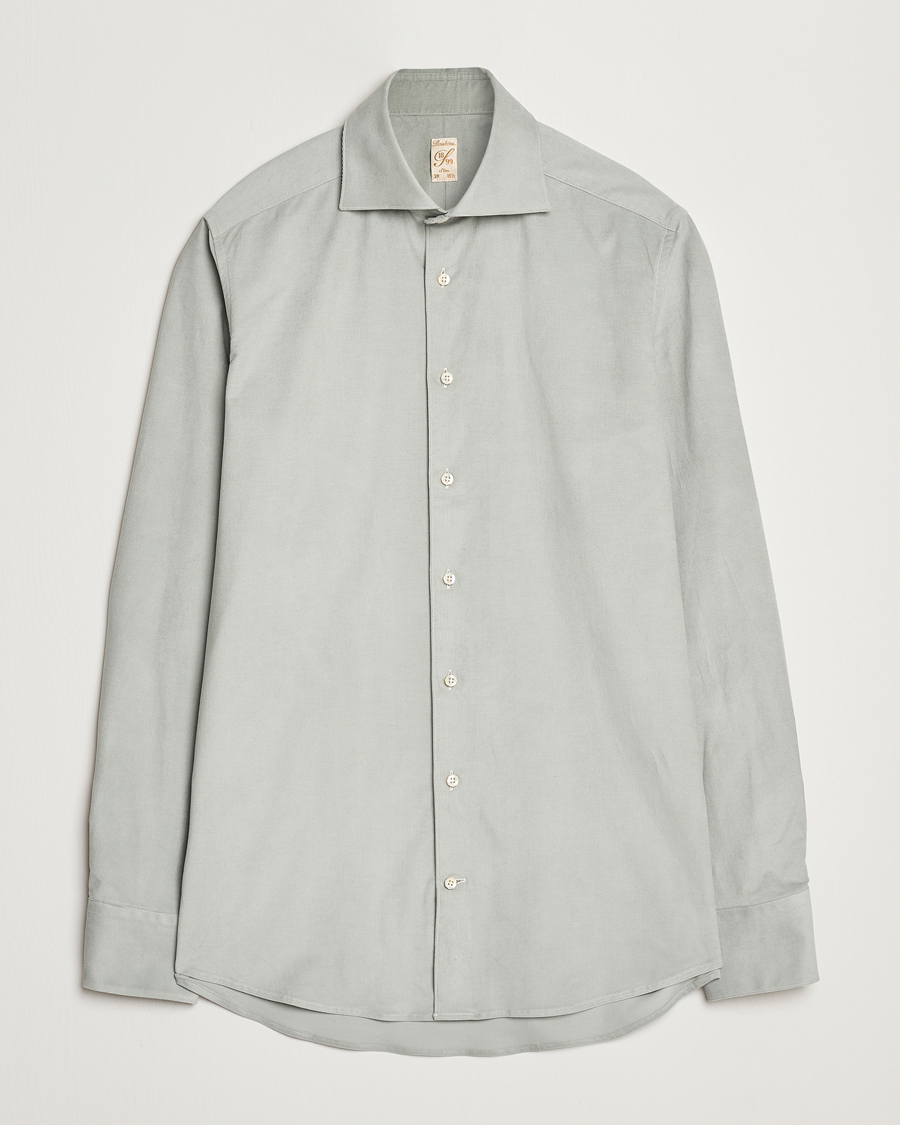 Heren | Overhemden | Stenströms | 1899 Velvet Baby Corduroy Shirt Soft Green