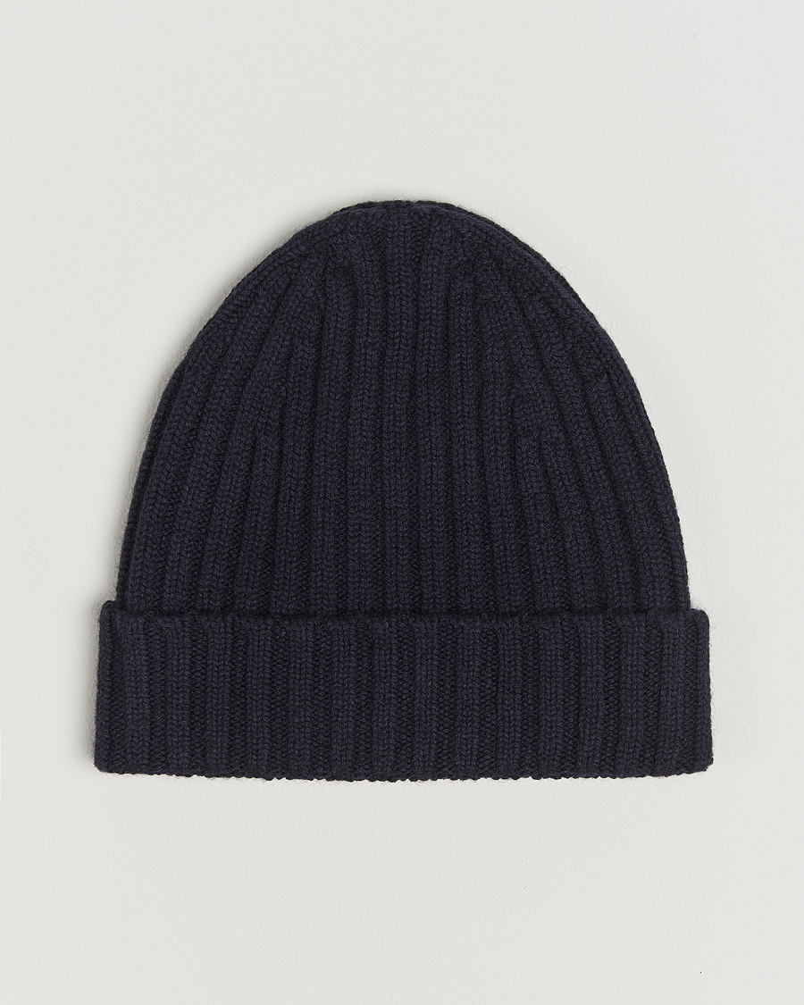Heren | Stenströms Ribbed Cotton/Cashmere Hat Navy | Stenströms | Ribbed Cotton/Cashmere Hat Navy