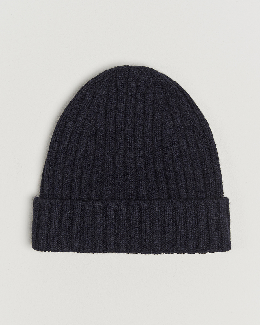 Heren | Stenströms Ribbed Cotton/Cashmere Hat Navy | Stenströms | Ribbed Cotton/Cashmere Hat Navy