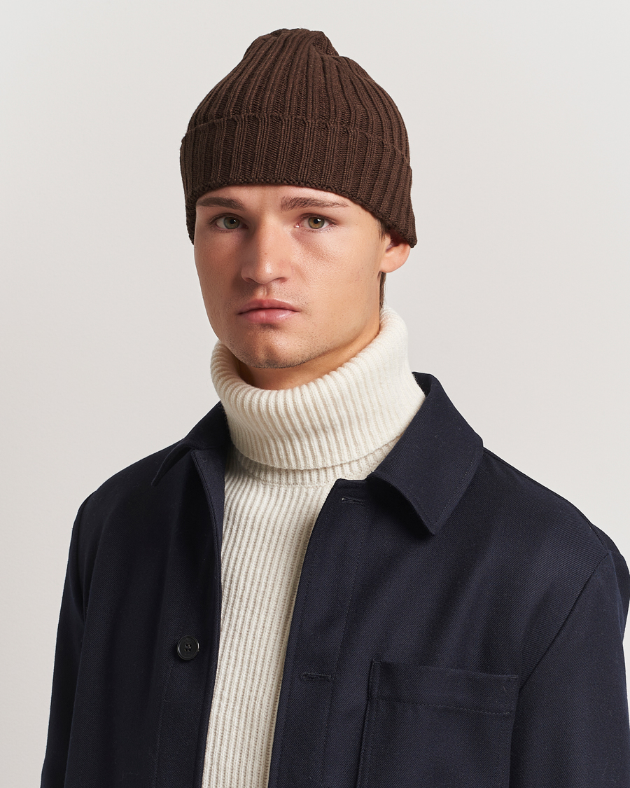 Heren | Stenströms Ribbed Cotton/Cashmere Hat Brown | Stenströms | Ribbed Cotton/Cashmere Hat Brown