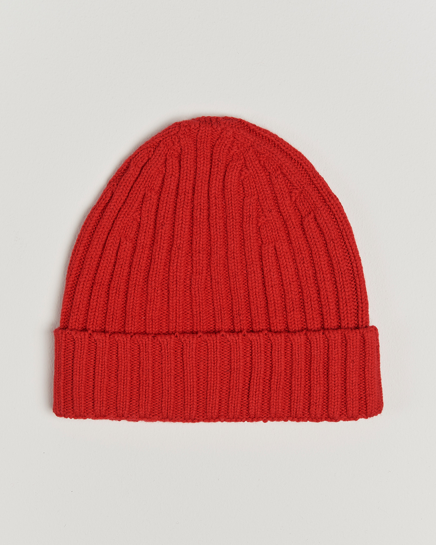 Heren | Stenströms Ribbed Cotton/Cashmere Hat Red | Stenströms | Ribbed Cotton/Cashmere Hat Red