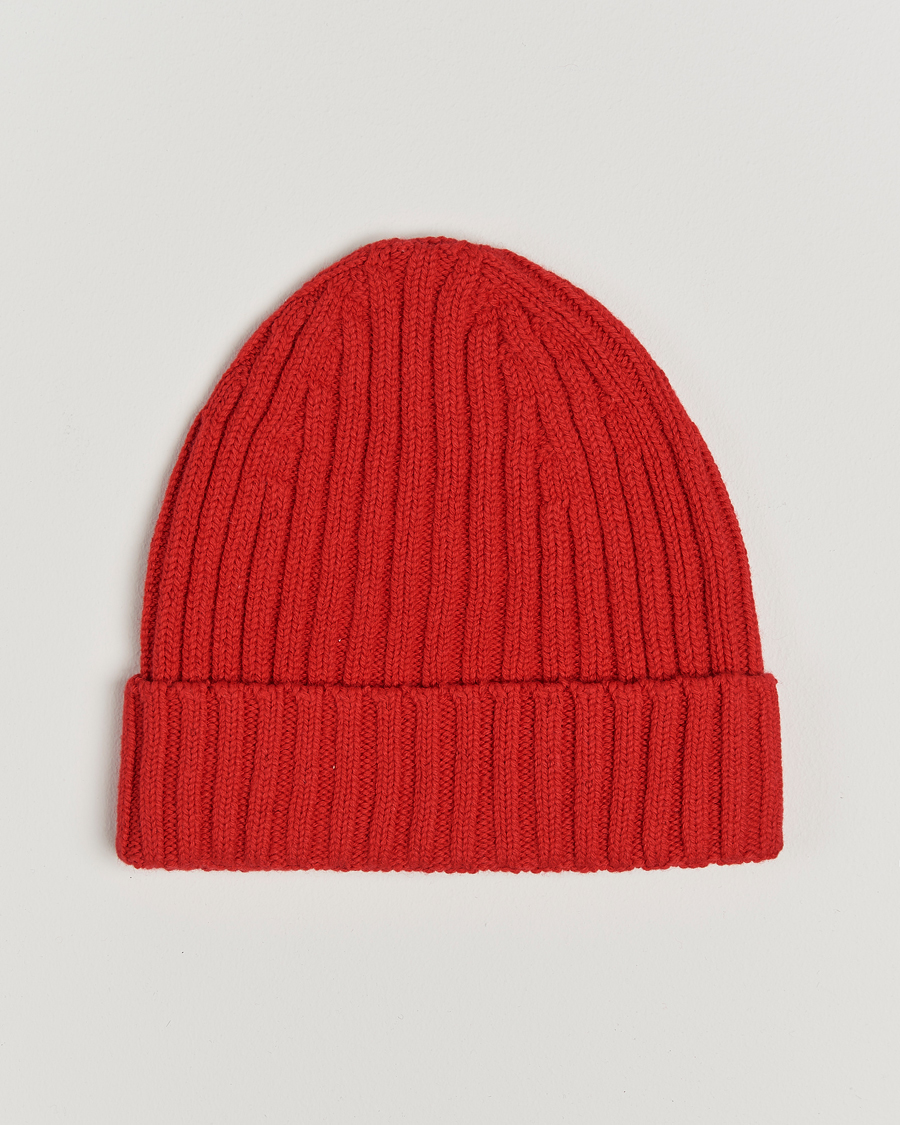 Heren | Stenströms Ribbed Cotton/Cashmere Hat Red | Stenströms | Ribbed Cotton/Cashmere Hat Red