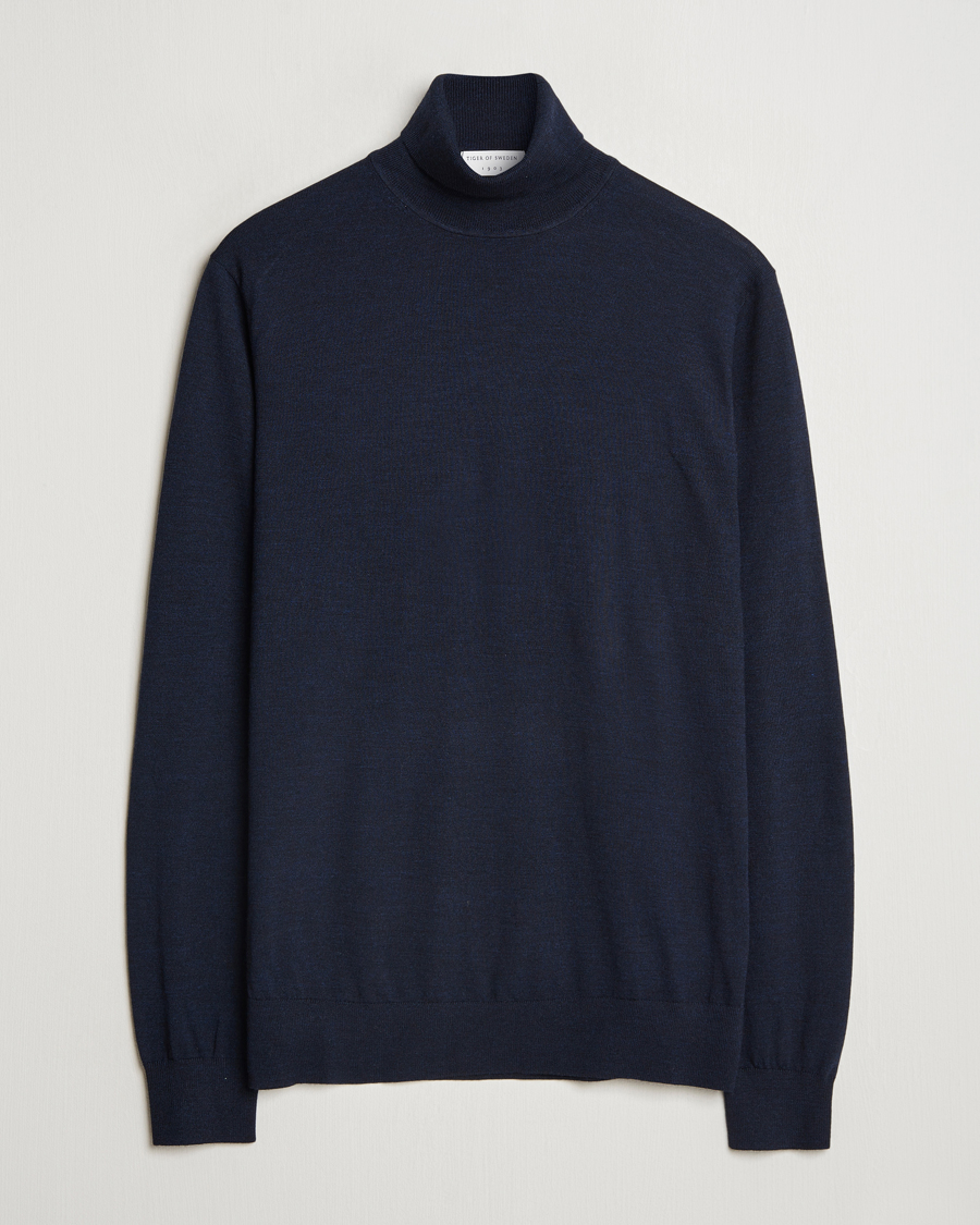 Heren | Truien | Tiger of Sweden | Nevile Extra Fine Merino Polo Light Ink