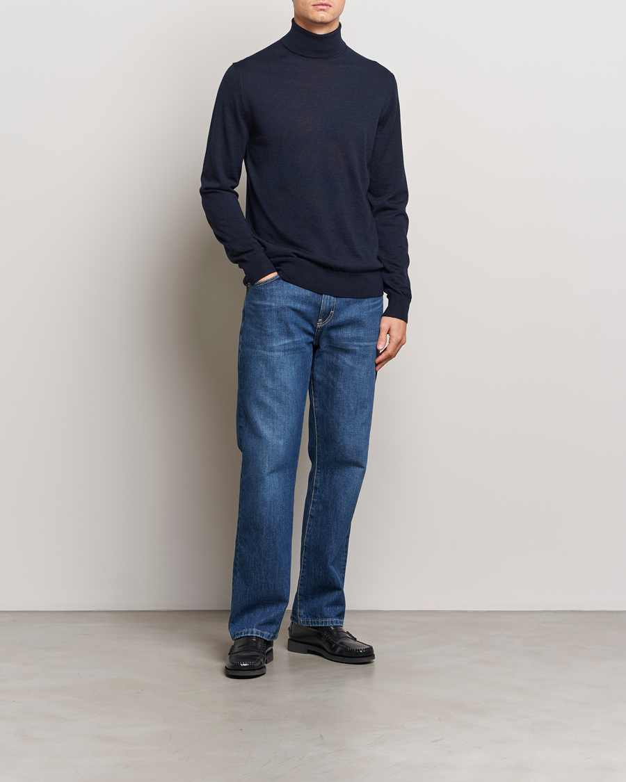 Heren | Truien | Tiger of Sweden | Nevile Extra Fine Merino Polo Light Ink