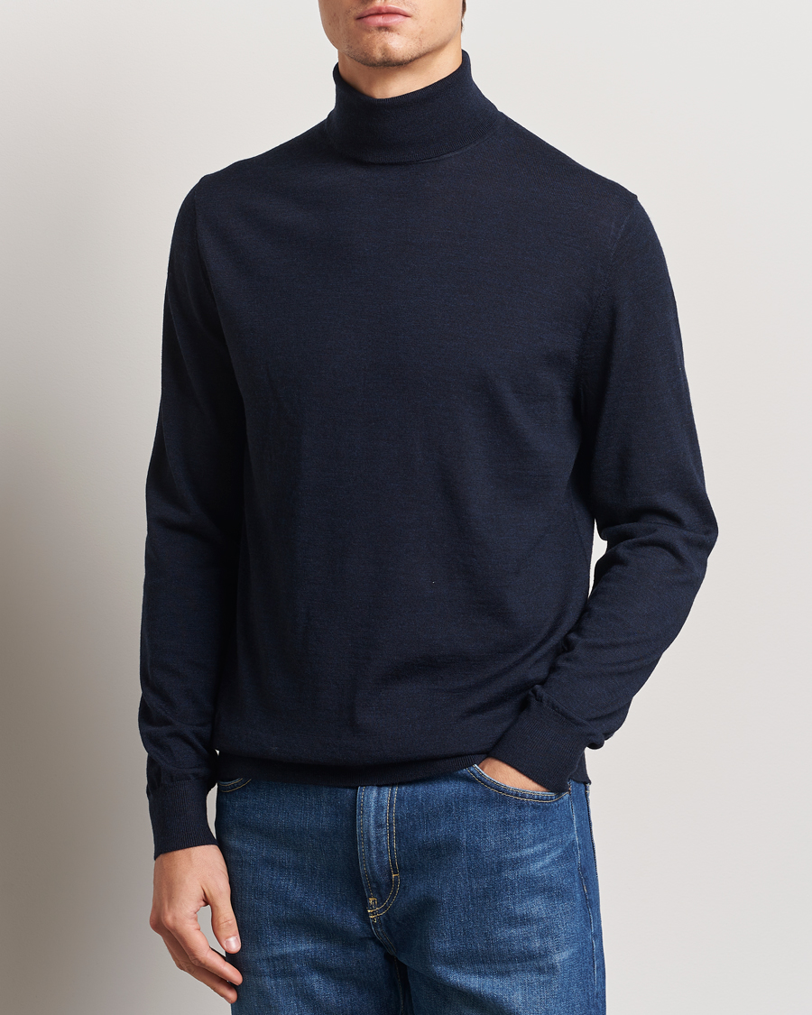 Heren | Truien | Tiger of Sweden | Nevile Extra Fine Merino Polo Light Ink