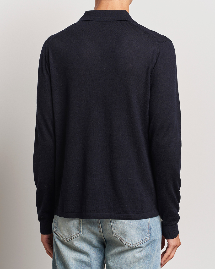 Heren | Truien | Tiger of Sweden | Eross Extra Fine Merino Poloshirt Light Ink