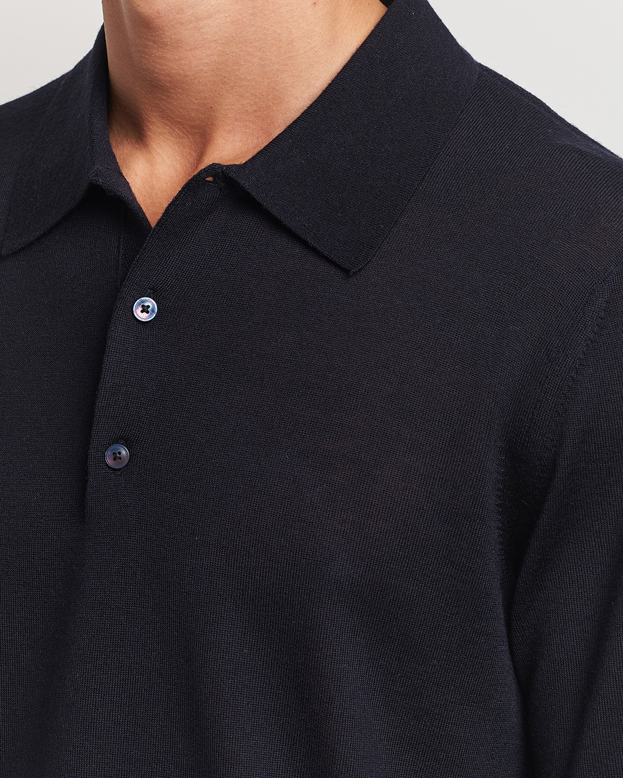 Heren | Truien | Tiger of Sweden | Eross Extra Fine Merino Poloshirt Light Ink