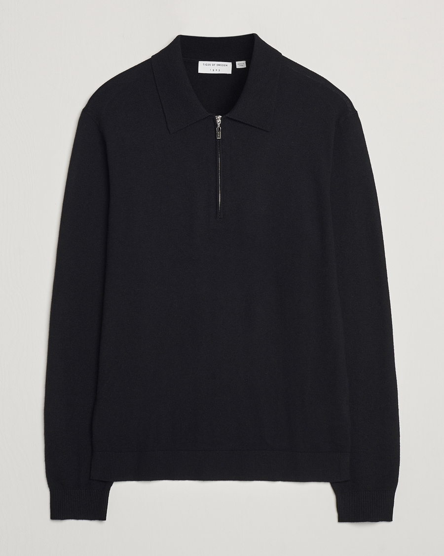 Heren | Truien | Tiger of Sweden | Orbit Wool/Cotton Half Zip Black
