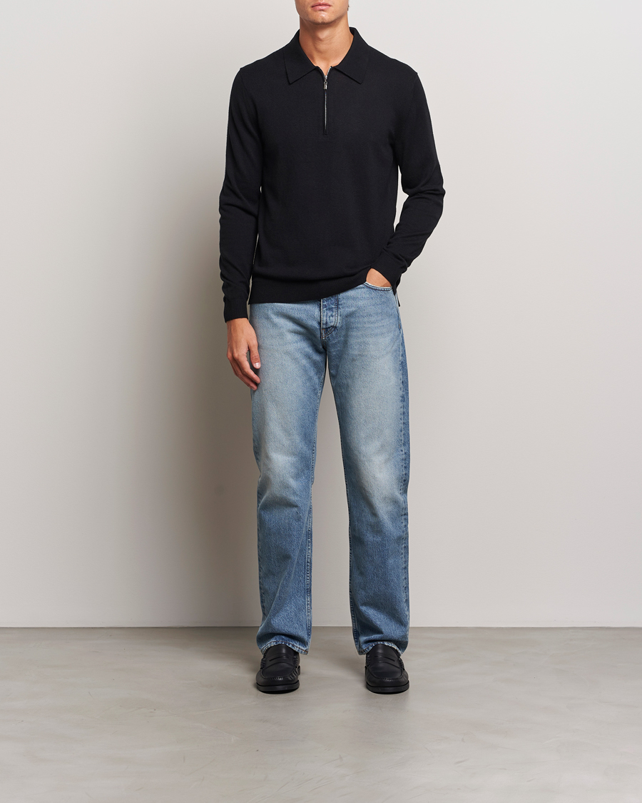 Heren | Truien | Tiger of Sweden | Orbit Wool/Cotton Half Zip Black