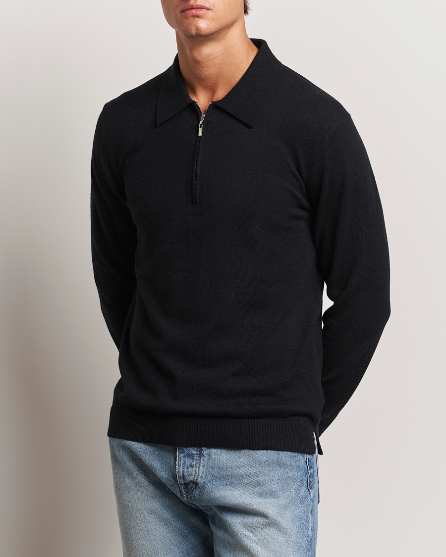 Heren | Truien | Tiger of Sweden | Orbit Wool/Cotton Half Zip Black