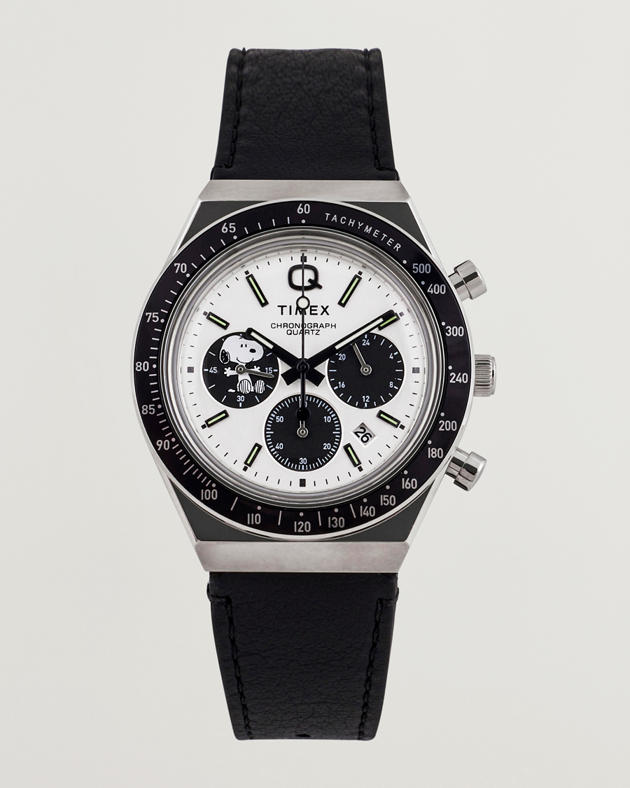 Heren | Timex Q Timex Snoopy Chronograph 40mm White Dial | Timex | Q Snoopy Chronograph 40mm White Dial