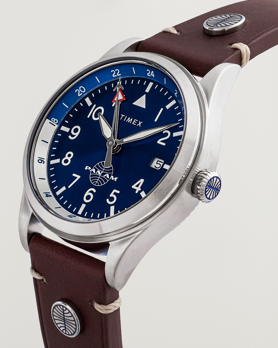 Heren | Timex Pan Am GMT Stainless Steel 39mm Blue Dial | Timex | Pan Am GMT Stainless Steel 39mm Blue Dial